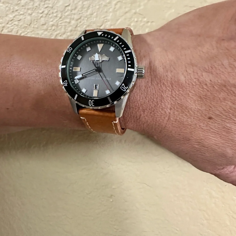 Armani Exchange AX1707‎ Black Dial Tan Leather Strap Men's Watch